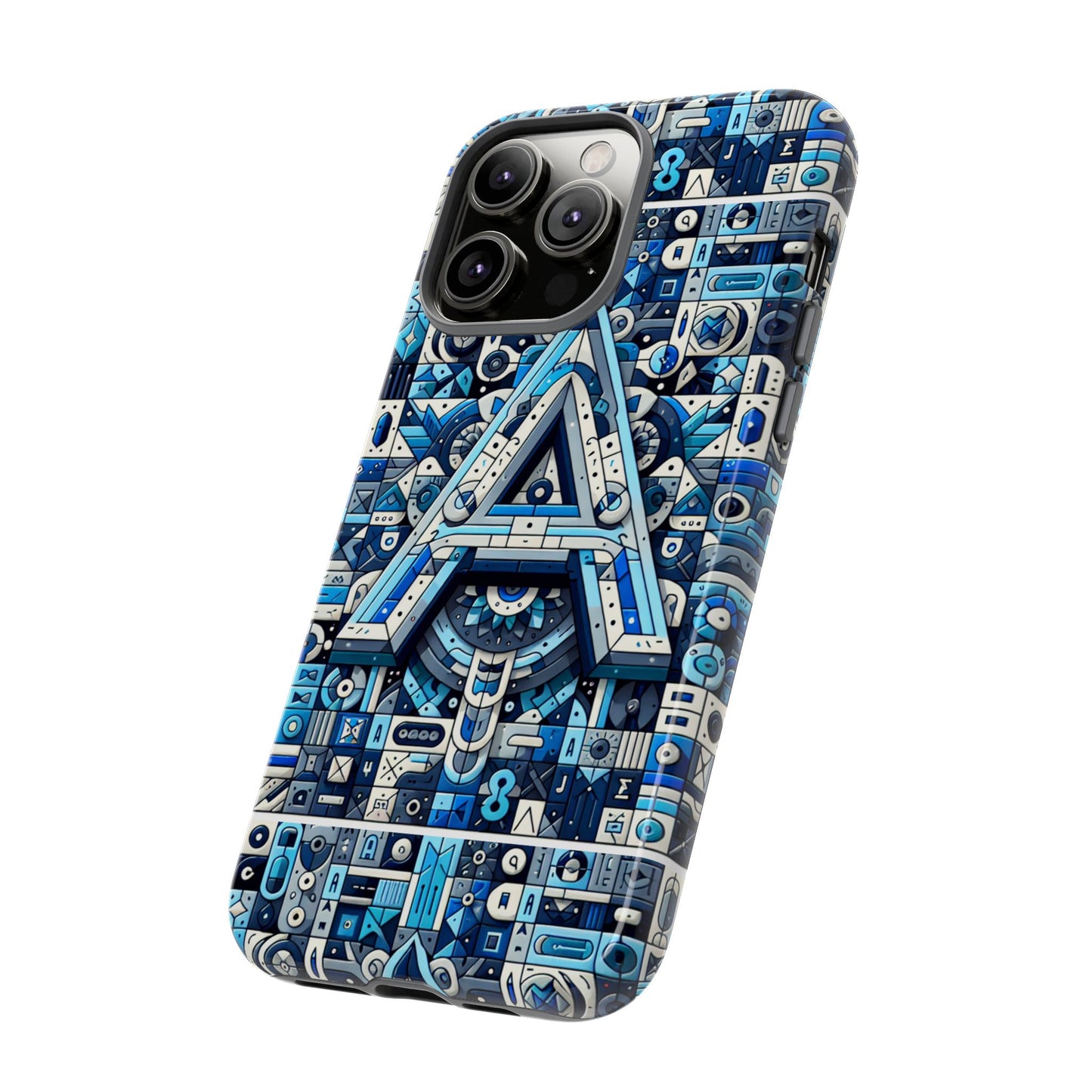 blue alphabet letter a phone case for iphone and samsung galaxy durable shockproof cover with 3d wrap design kids and teenagers gift