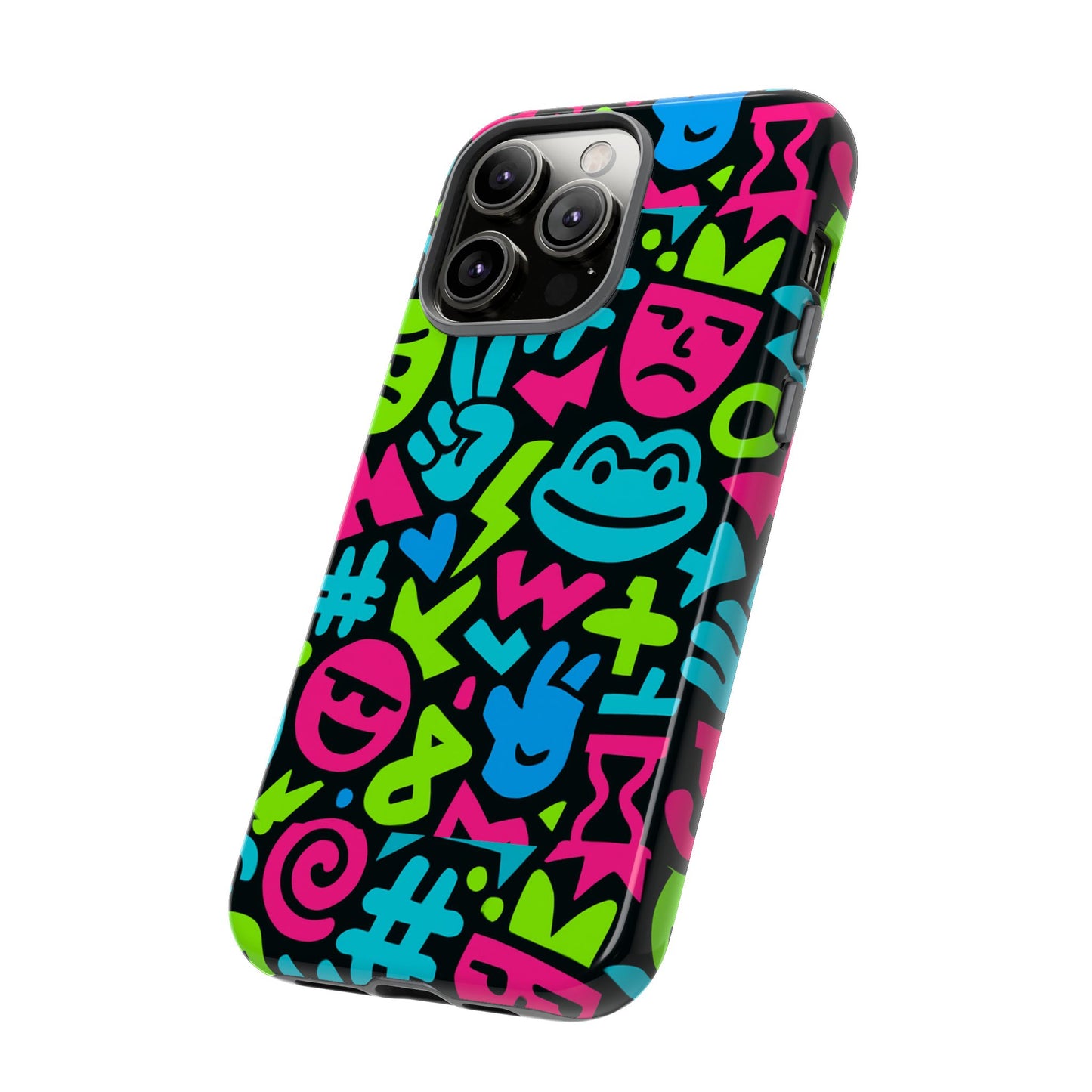 vibrant emoji pattern protective phone case colourful 3d design stylish protection for unisex smartphones compatible with iphone 13, 14, 15 & 16 – all models including pro, pro max & plus