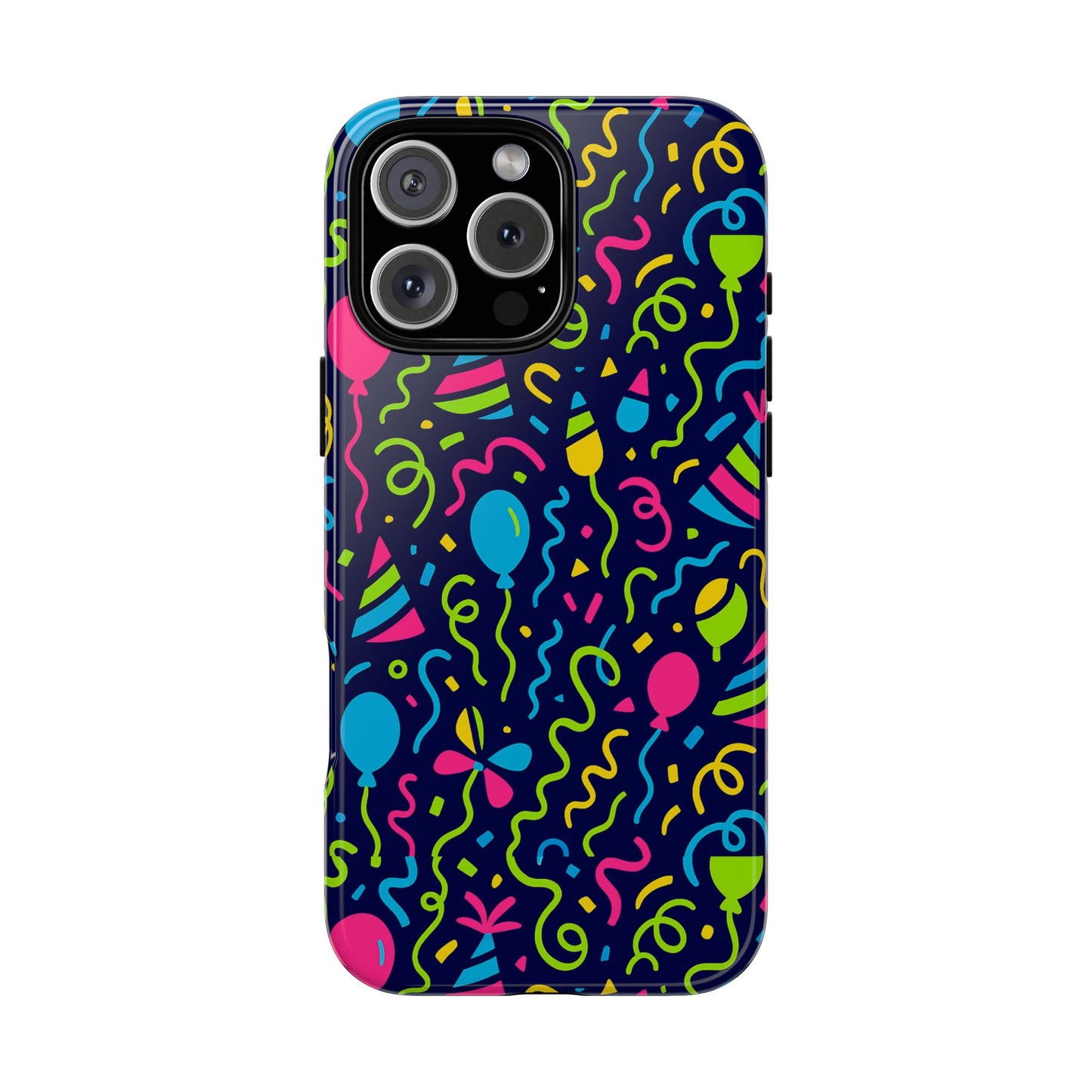 vibrant 3d wrap protective phone case with multicolour party design for playful smartphone accessories compatible with iphone 13, 14, 15 & 16 – all models including pro, pro max & plus