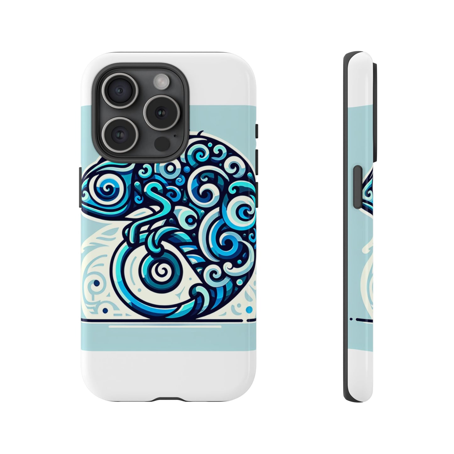 vibrant 3d wrap protective phone case with playful chameleon design in blue – unique accessory for self-expression compatible with iphone 13, 14, 15 & 16 – all models including pro, pro max & plus