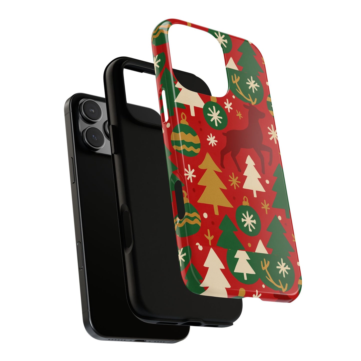 vibrant red christmas phone case with festive 3d design for stylish protection compatible with iphone 13, 14, 15 & 16 – all models including pro, pro max & plus