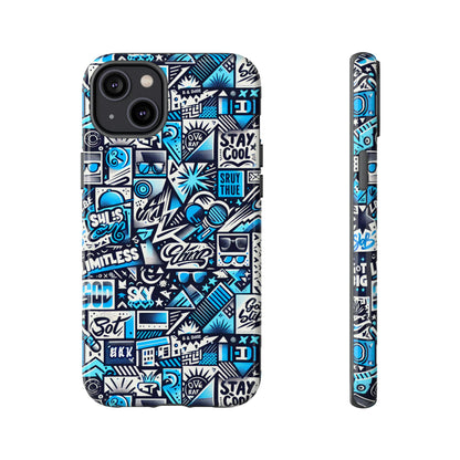 Vibrant 3D Wrap Stylish Protective Phone Case in Playful Blue and Black Design for Trendsetters Compatible with iPhone 13, 14, 15 & 16 – all models including Pro, Pro Max & Plus