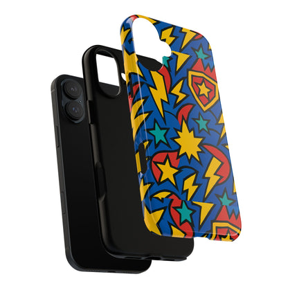Multicolour Superhero Phone Case with 3D Design for Playful Protection Compatible with iPhone 13, 14, 15 & 16 – all models including Pro, Pro Max & Plus