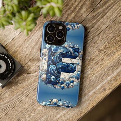 Blue Alphabet F Phone Case for iPhone and Android Durable Shockproof Cover with 3D Wrap Design and UV Protection