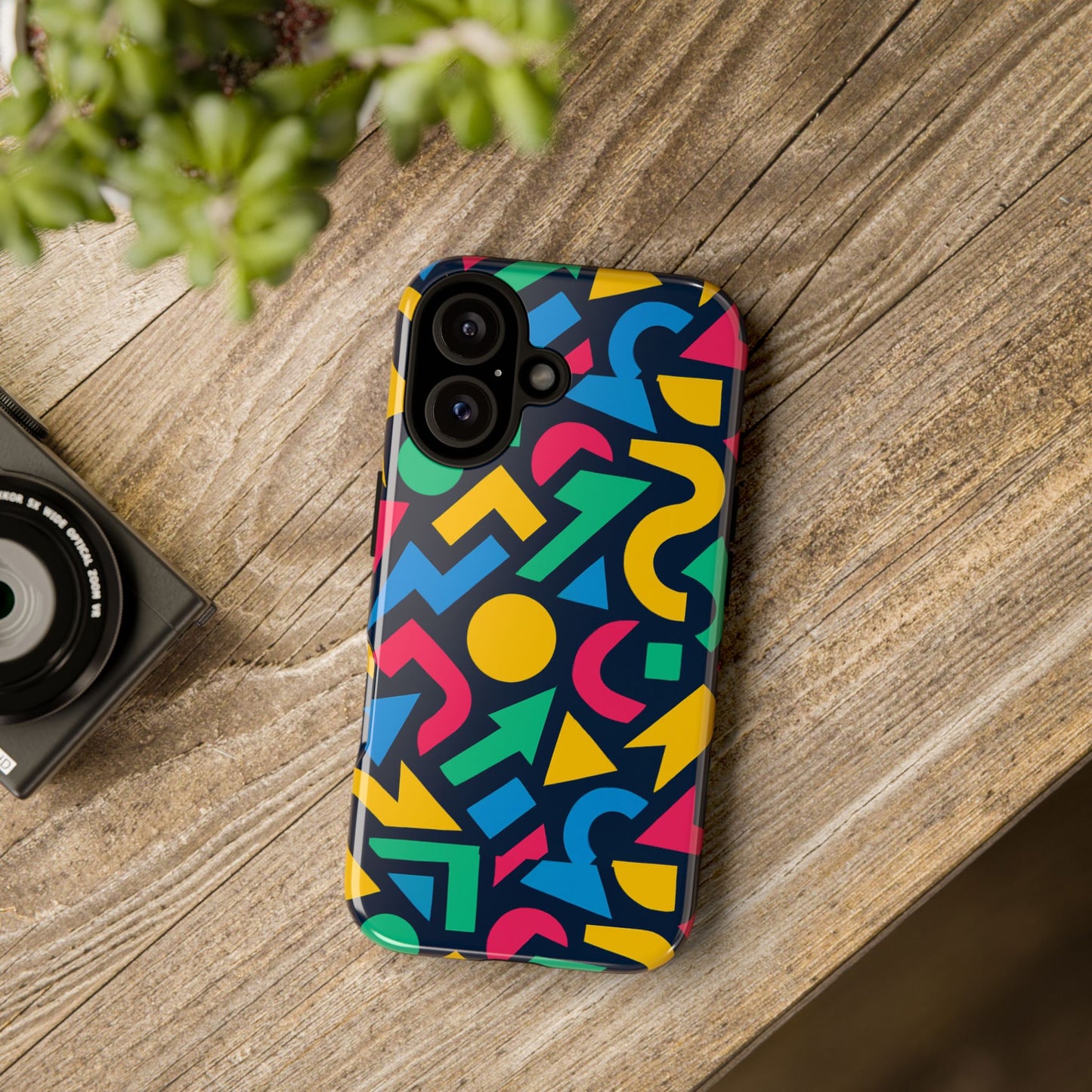 vibrant 3d geometric print phone case for men and women – stylish protection with multicolour design, compatible with iphone 13, 14, 15 & 16 – all models including pro, pro max & plus