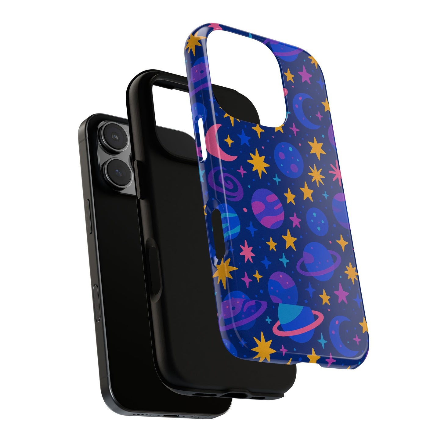 vibrant space theme protective phone case for unisex – colourful 3d design fashion accessory compatible with iphone 13, 14, 15 & 16 – all models including pro, pro max & plus