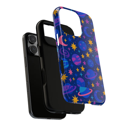 Vibrant Space Theme Protective Phone Case for Unisex – Colourful 3D Design Fashion Accessory Compatible with iPhone 13, 14, 15 & 16 – All Models Including Pro, Pro Max & Plus