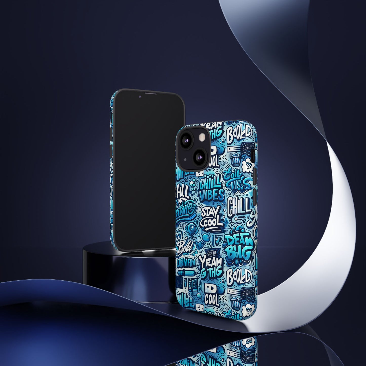 vibrant 3d wrap protective phone case with playful blue design for stylish protection compatible with iphone 13, 14, 15 & 16 – all models including pro, pro max & plus