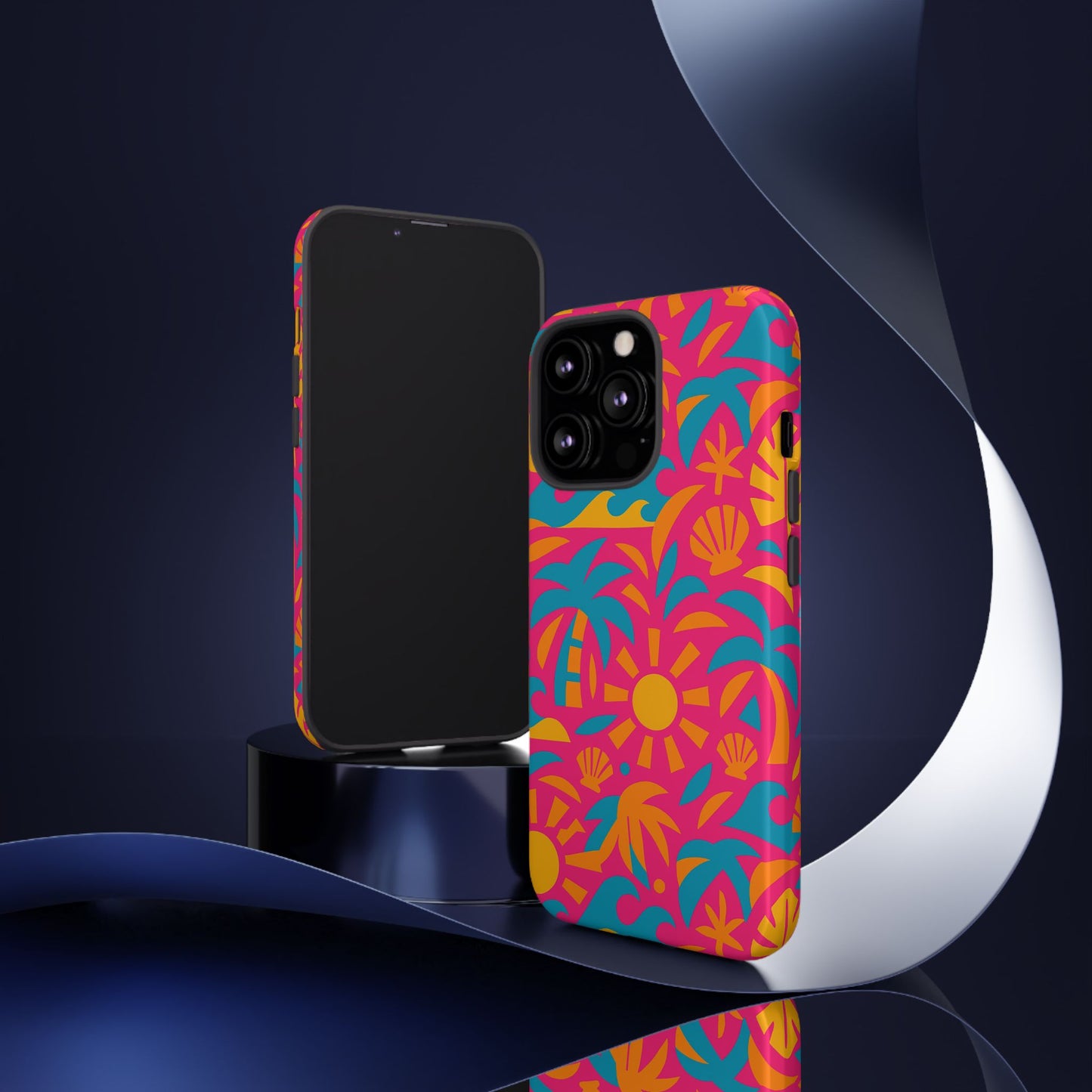 vibrant tropical 3d wrap design protective phone case with retro style – bold accessory for self-expression compatible with iphone 13, 14, 15 & 16 – all models including pro, pro max & plus