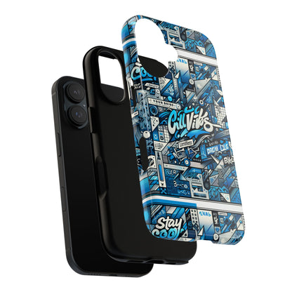 Vibrant 3D Wrap Protective Phone Case in Retro Blue Aesthetic for Stylish Protection Compatible with iPhone 13, 14, 15 & 16 – All Models Including Pro, Pro Max & Plus
