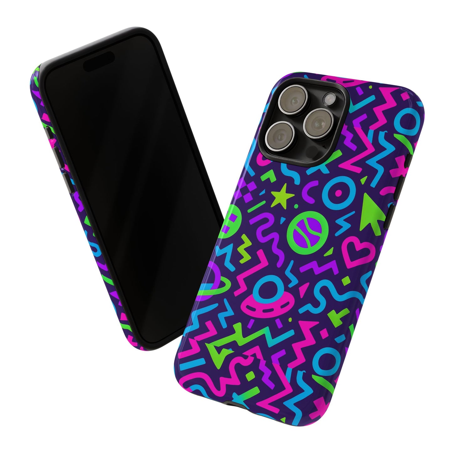 vibrant y2k abstract protective phone case with 3d wrap design for bold aesthetic compatible with iphone 13, 14, 15 & 16 – all models including pro, pro max & plus