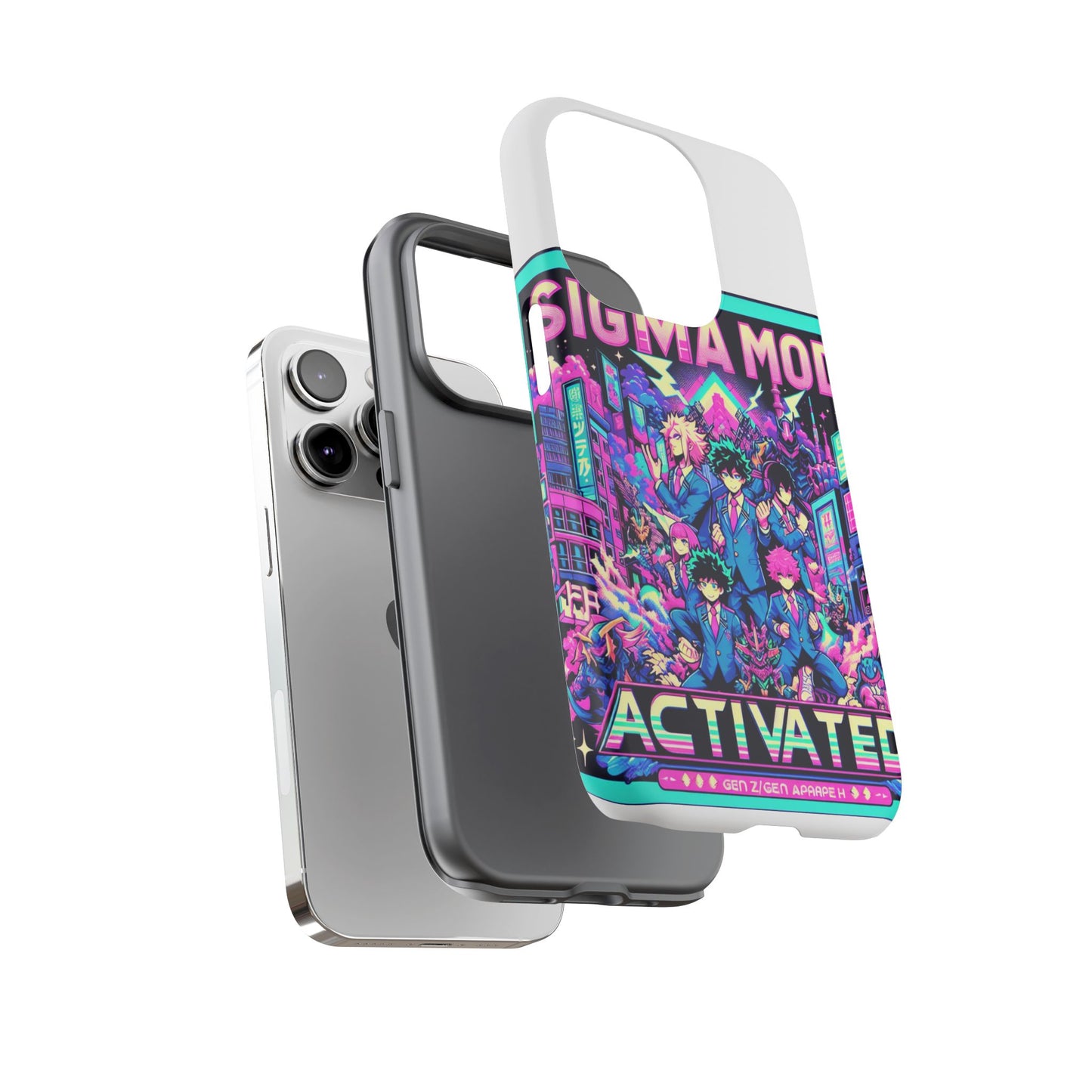 vibrant sigma mode activated protective phone case for anime lovers, 3d wrap design, durable tpu silicone, uv protected, stylish drop protection, gift for friends