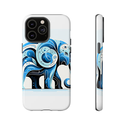 Vibrant 3D Blue Elephant Design Protective Phone Case – Unique Abstract Art Style for Stylish Protection Compatible with iPhone 13, 14, 15 & 16 – all models including Pro, Pro Max & Plus