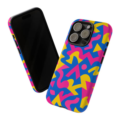 Vibrant Y2K Geometric Protective Phone Case with 3D Wrap Design for Unique Style Compatible with iPhone 13, 14, 15 & 16 – all models including Pro, Pro Max & Plus