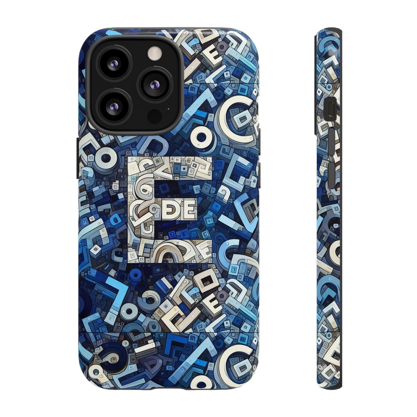 blue alphabet e phone case with 3d wrap design for stylish protection and personalised tech accessory for men and women