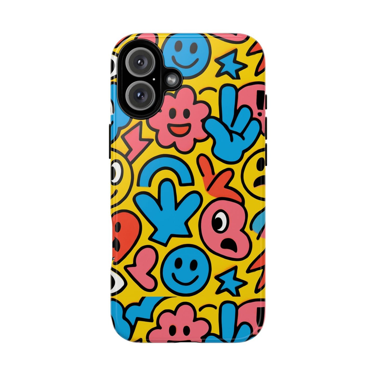 vibrant emoji phone case with fun 3d multicolour design, playful protective cover for kids and teens, compatible with iphone 13, 14, 15 & 16 – all models including pro, pro max & plus