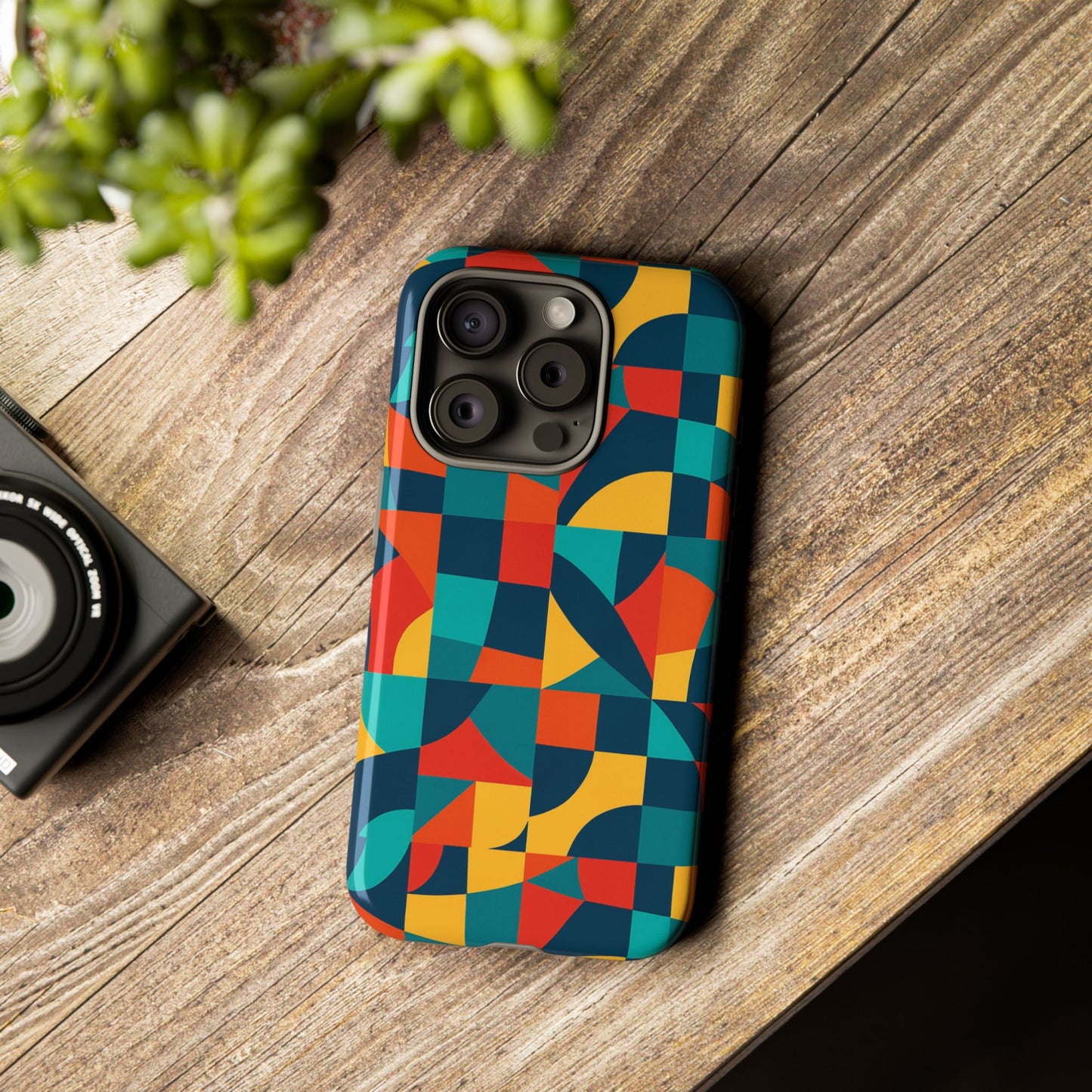 vibrant multicolour geometric 3d wrap phone case for stylish protection and unique expression compatible with iphone 13, 14, 15 & 16 – all models including pro, pro max & plus