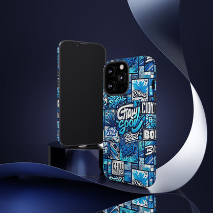 Vibrant 3D Graphic Phone Case in Blue with Playful Design for Stylish Protection Compatible with iPhone 13, 14, 15 & 16 – all models including Pro, Pro Max & Plus