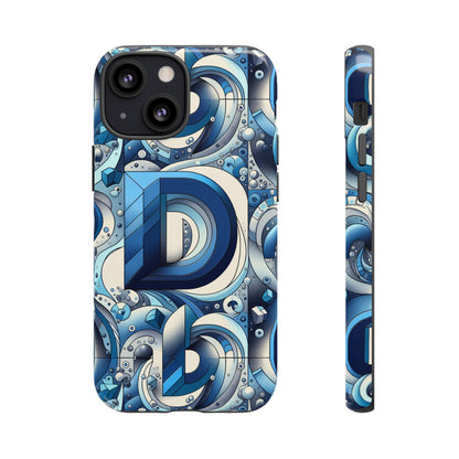 Blue Alphabet D Phone Case with 3D Wrap and Shock Absorption for Kids and Teens Durable TPU Cover with Vivid Print and UV Protection