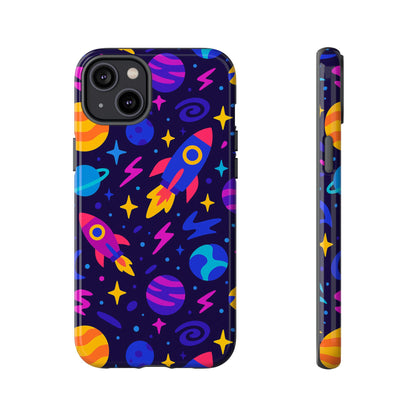 Vibrant 3D Wrap Protective Phone Case with Playful Space Theme for Stylish Self-Expression Compatible with iPhone 13, 14, 15 & 16 – all models including Pro, Pro Max & Plus