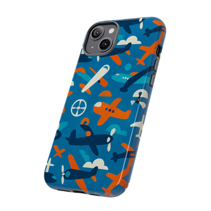 Vibrant 3D Airplane Print Phone Case in Blue – Fun Retro Design for Stylish Protection – Compatible with iPhone 13, 14, 15 & 16 – all models including Pro, Pro Max & Plus