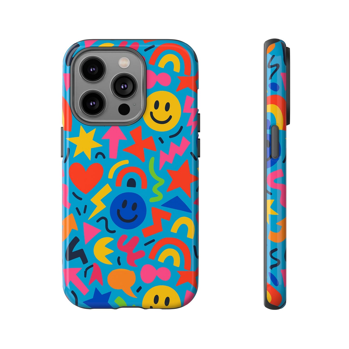 multicolour 3d wrap protective phone case for kids and teens with fun geometric design – stylish protection compatible with iphone 13, 14, 15 & 16 – all models including pro, pro max & plus