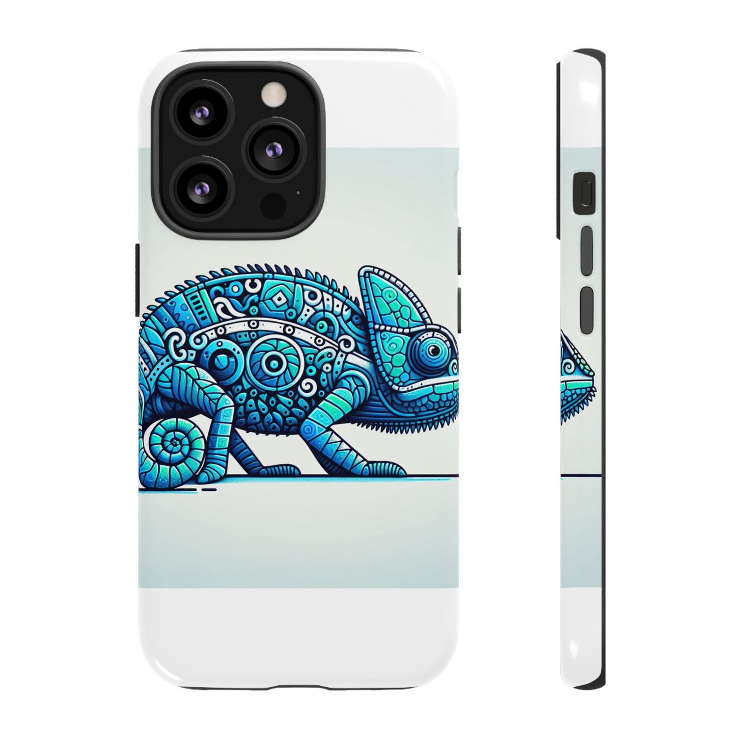 vibrant 3d chameleon print glossy phone case for eye-catching protection compatible with iphone 13, 14, 15 & 16 – all models including pro, pro max & plus