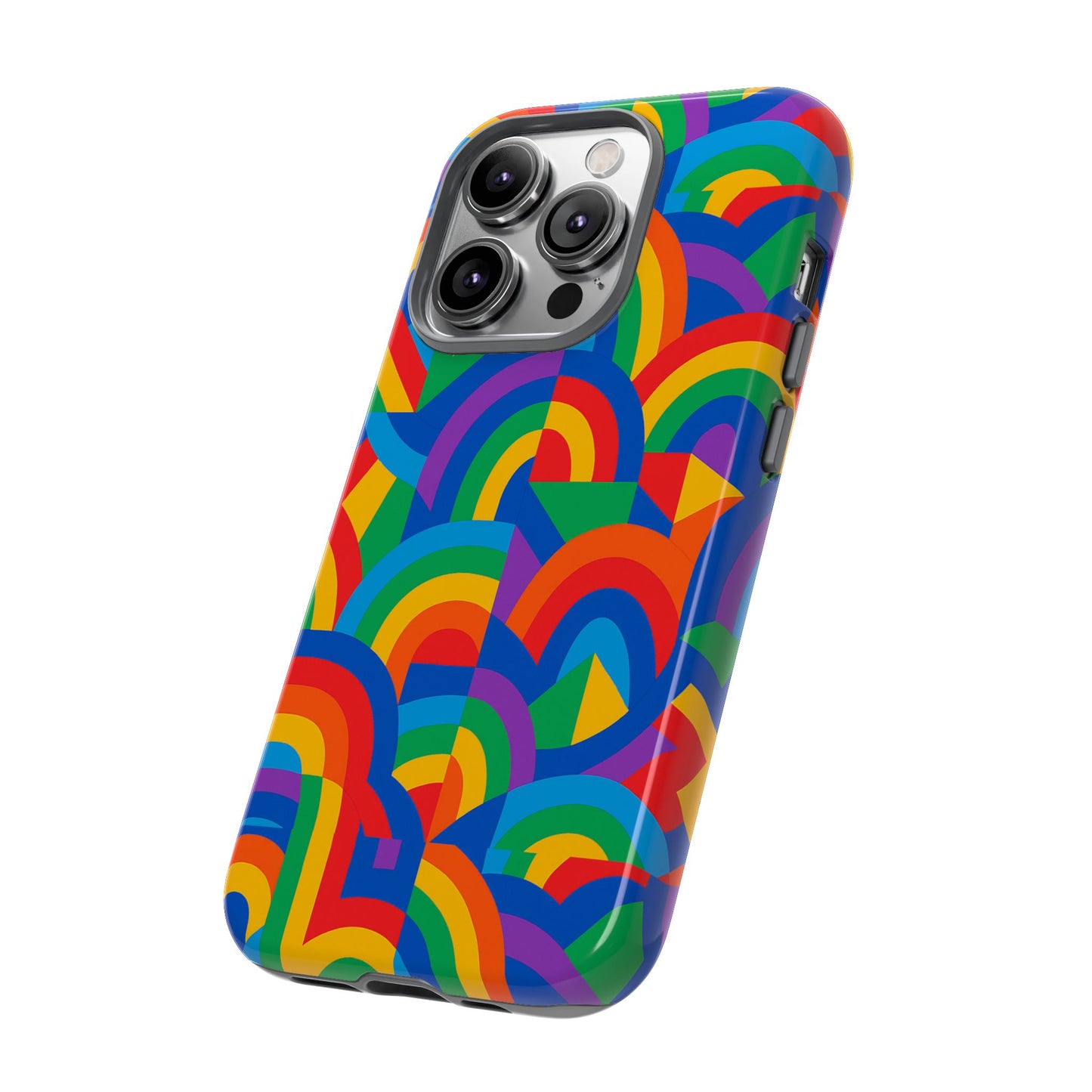 multicolour rainbow protective phone case with 3d design for stylish protection compatible with iphone 13, 14, 15 & 16 – all models including pro, pro max & plus