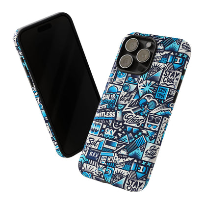 Vibrant 3D Wrap Stylish Protective Phone Case in Playful Blue and Black Design for Trendsetters Compatible with iPhone 13, 14, 15 & 16 – all models including Pro, Pro Max & Plus