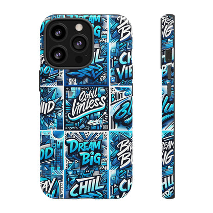 Blue Pattern Image 27 Phone Case for Mobile Phones Shockproof Protective Cover with 3D Wrap Design Anime Comic Style for Men Women and Teenagers