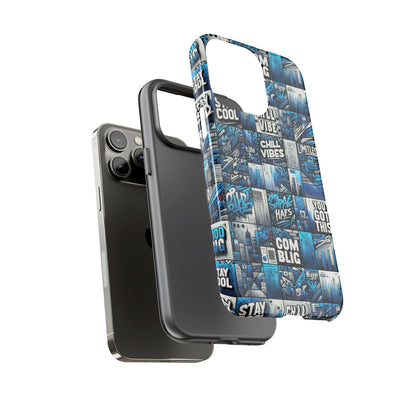 Vibrant 3D Wrap Protective Phone Case in Blue Urban Aesthetic Design for Stylish Smartphone Protection Compatible with iPhone 13, 14, 15 & 16 – All Models Including Pro, Pro Max & Plus
