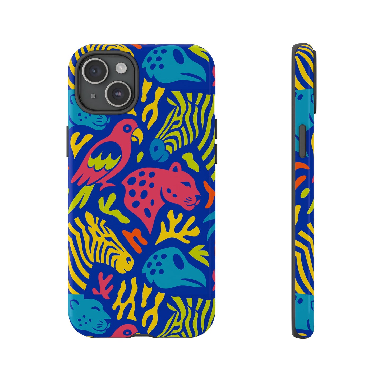 vibrant animal print protective phone case for stylish protection with multicolour design – compatible with iphone 13, 14, 15 & 16 – all models including pro, pro max & plus