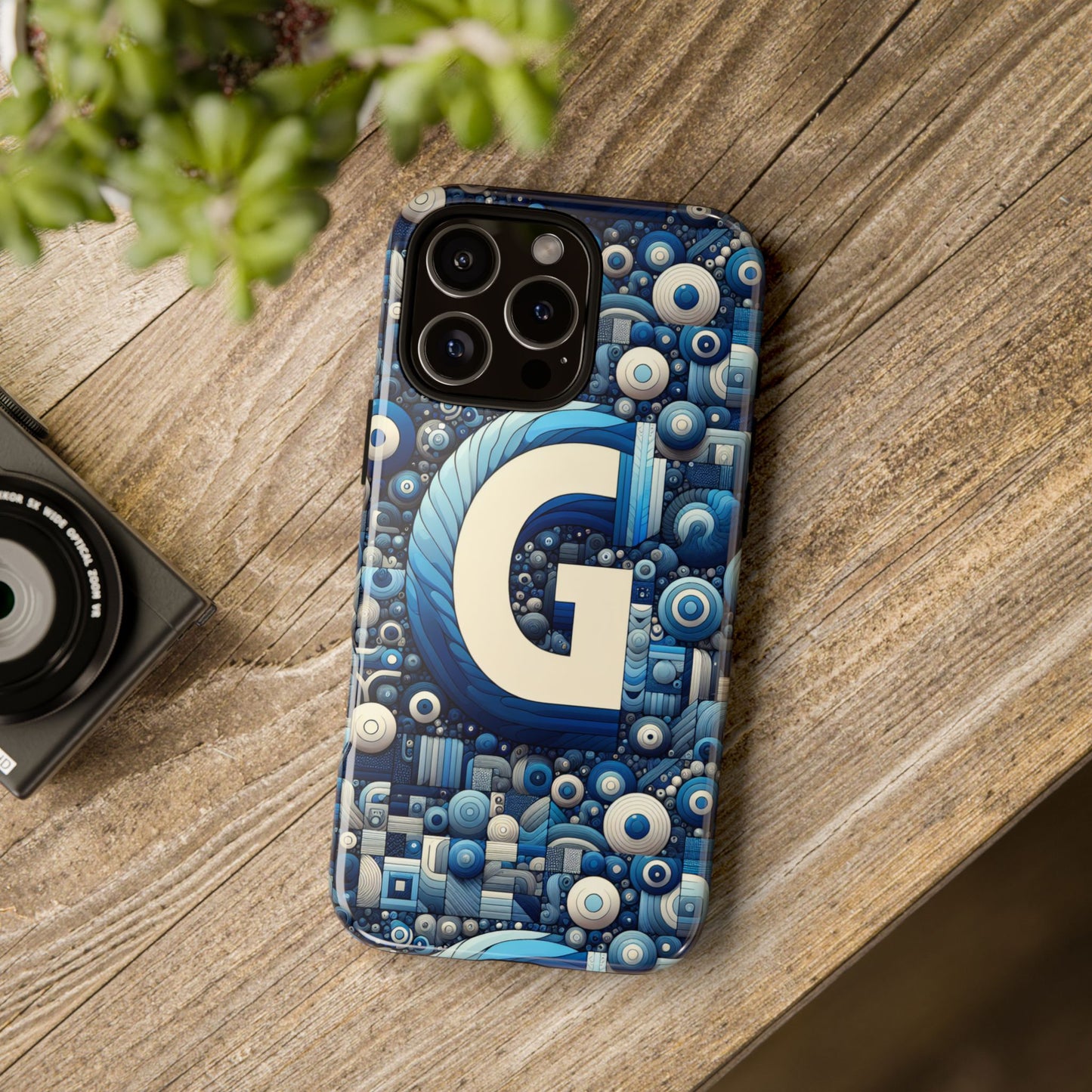blue alphabet g phone case for iphone and android shockproof protective cover with 3d wrap design and uv protection