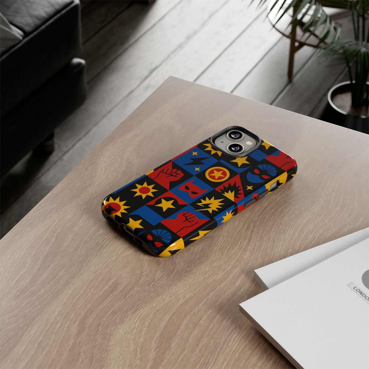 vibrant superhero phone case with retro 3d design for stylish protection compatible with iphone 13, 14, 15 & 16 – all models including pro, pro max & plus