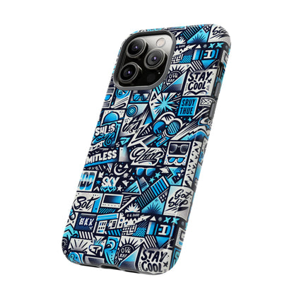 Vibrant 3D Wrap Stylish Protective Phone Case in Playful Blue and Black Design for Trendsetters Compatible with iPhone 13, 14, 15 & 16 – all models including Pro, Pro Max & Plus