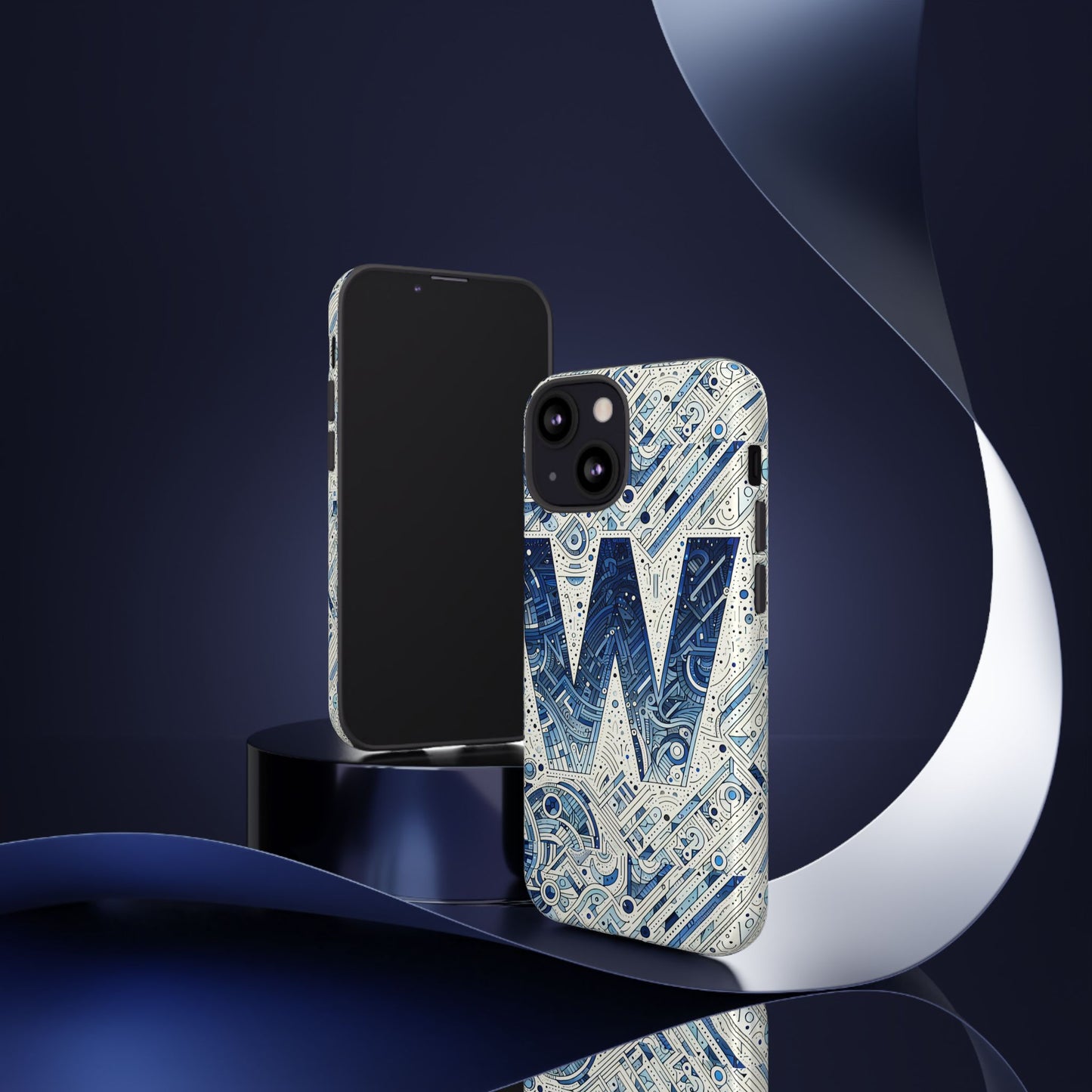 blue alphabet w phone case for smartphones - vibrant 3d wrap design with shock absorption and uv protection, suitable for fans of anime, comics, and unique accessories