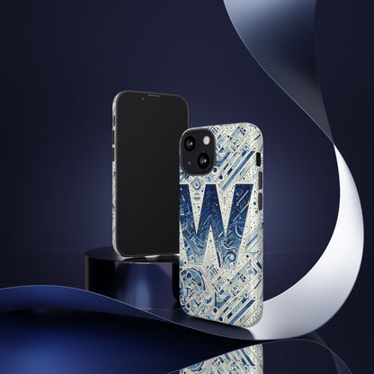 Blue Alphabet W Phone Case for Smartphones - Vibrant 3D Wrap Design with Shock Absorption and UV Protection, Suitable for Fans of Anime, Comics, and Unique Accessories