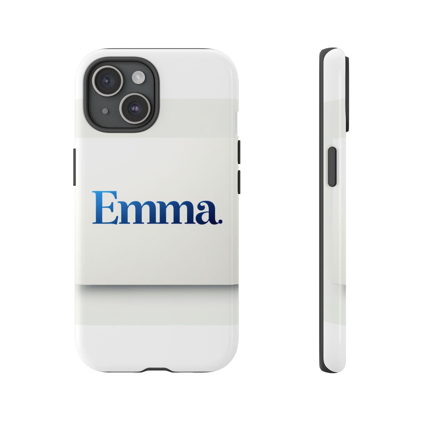 elegant personalised protective phone case in white with blue typography for stylish individuals compatible with iphone 13, 14, 15 & 16 – all models including pro, pro max & plus