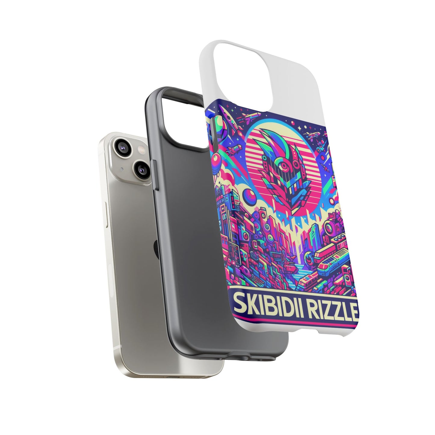 skibidi rizzler protective phone case with 3d wrap design, shock absorbing tpu silicone, uv protected, ideal gift for anime and comic culture fans
