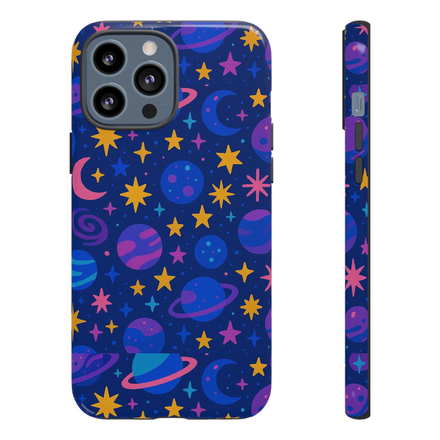 vibrant space theme protective phone case for unisex – colourful 3d design fashion accessory compatible with iphone 13, 14, 15 & 16 – all models including pro, pro max & plus