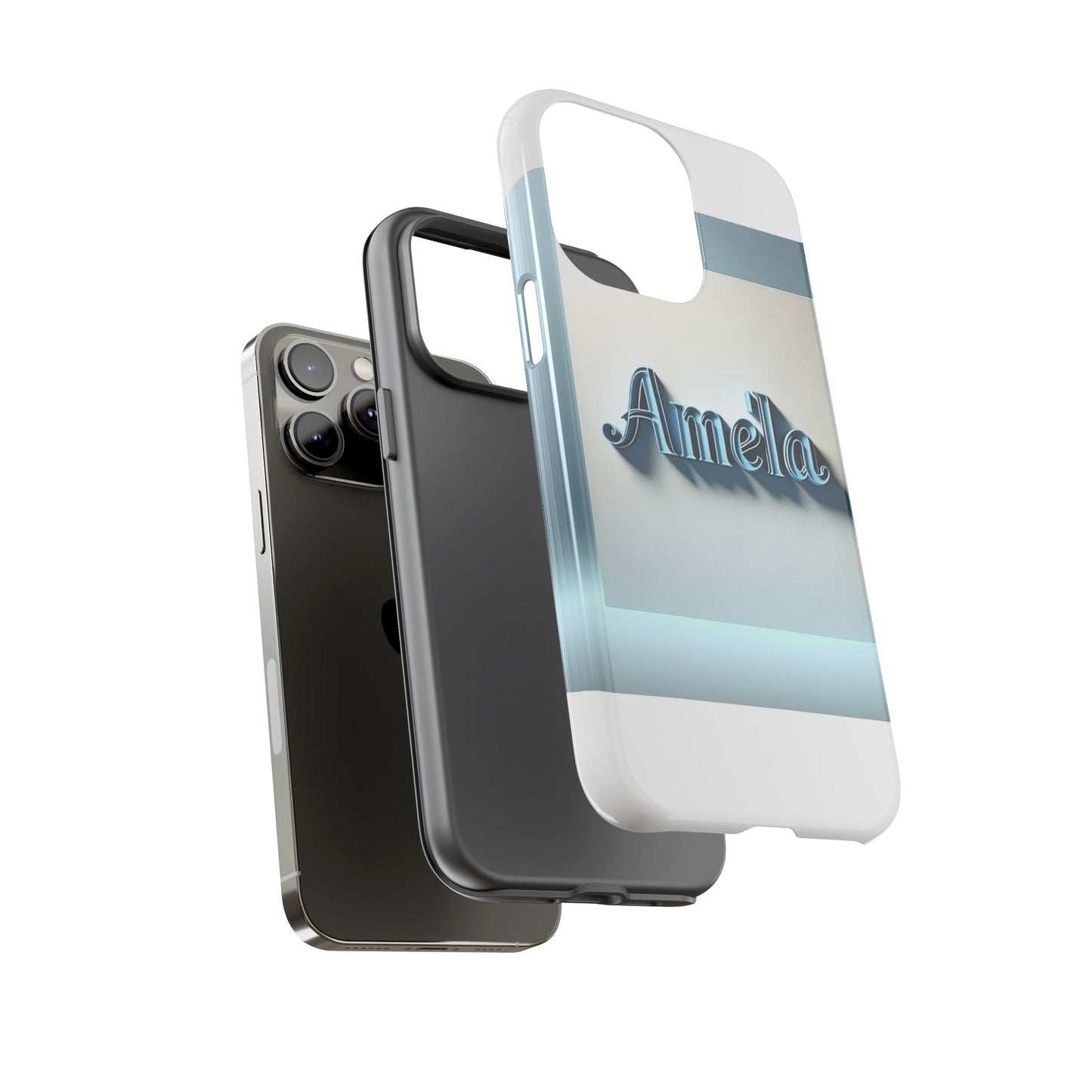 sleek 3d glossy phone case in blue with elegant name design fashion accessory for personal expression compatible with iphone 13, 14, 15 & 16 – all models including pro, pro max & plus
