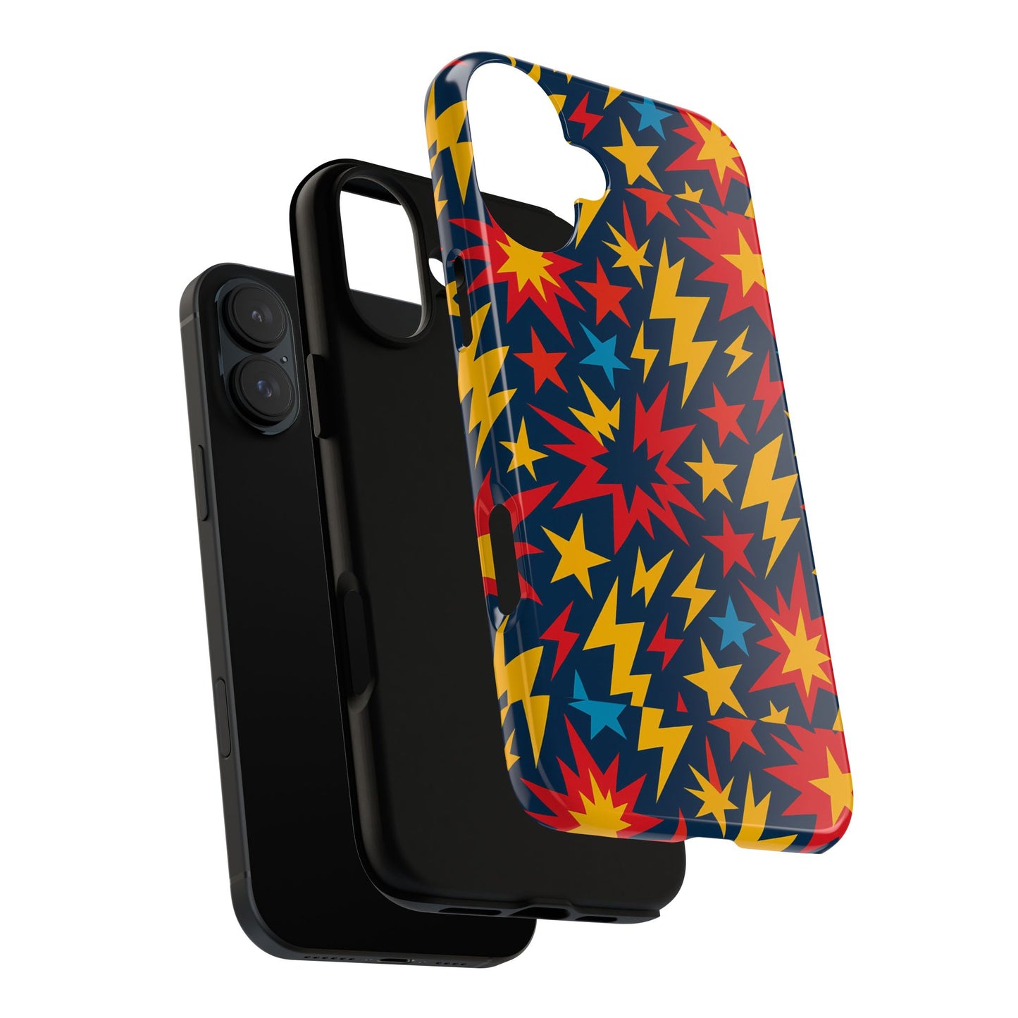 vibrant 3d superhero phone case with colourful lightning design for men and women, stylish protection compatible with iphone 13, 14, 15 & 16 – all models including pro, pro max & plus