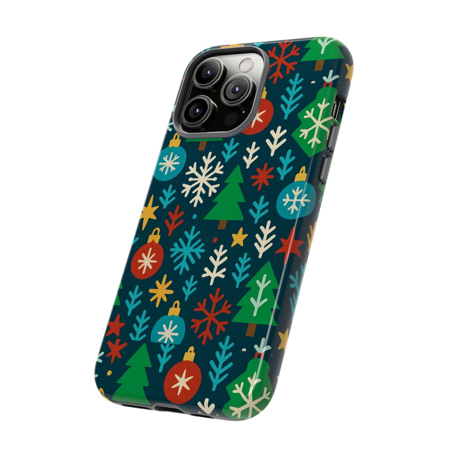 multicolour 3d wrap protective phone case with retro christmas design for stylish protection – compatible with iphone 13, 14, 15 & 16 – all models including pro, pro max & plus
