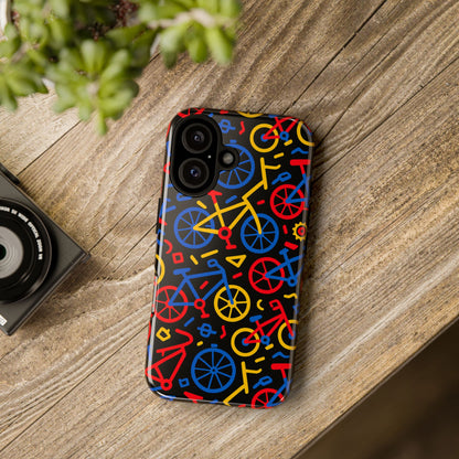 Multicolour 3D Bicycle Phone Case with Retro Design for Stylish Protection Compatible with iPhone 13, 14, 15 & 16 – all models including Pro, Pro Max & Plus