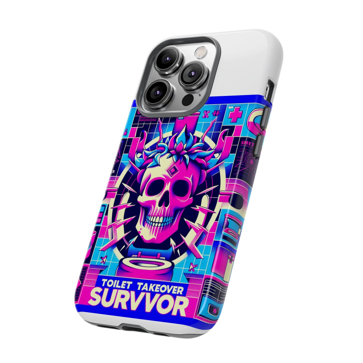 toilet takeover survivor 3d wrap protective phone case for anime and comic fans, shock absorbing tpu silicone, uv protected, stylish design, gift for birthdays and holidays
