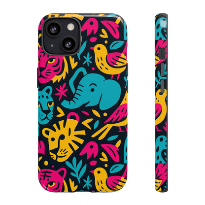 Vibrant 3D Animal Print Protective Phone Case Colourful Design for Stylish Protection Compatible with iPhone 13, 14, 15 & 16 – all models including Pro, Pro Max & Plus