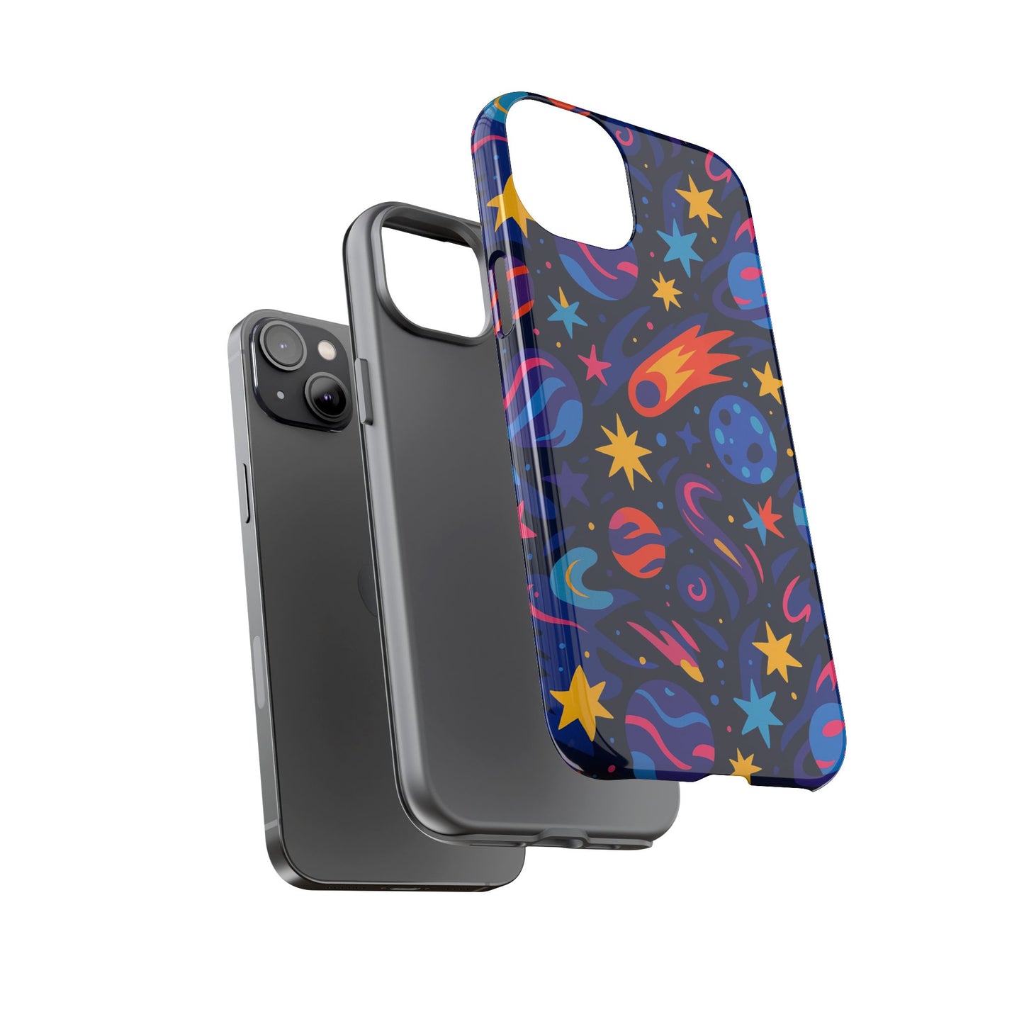 vibrant 3d space design protective phone case for stylish protection and self-expression compatible with iphone 13, 14, 15 & 16 – all models including pro, pro max & plus