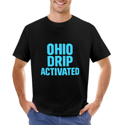 Men's T-Shirt 100% Cotton Ohio Drip Activated Graphic Tee for Casual Wear, Comfortable Fit, Breathable Fabric, Ideal for Gym, Leisure, Home, and Travel