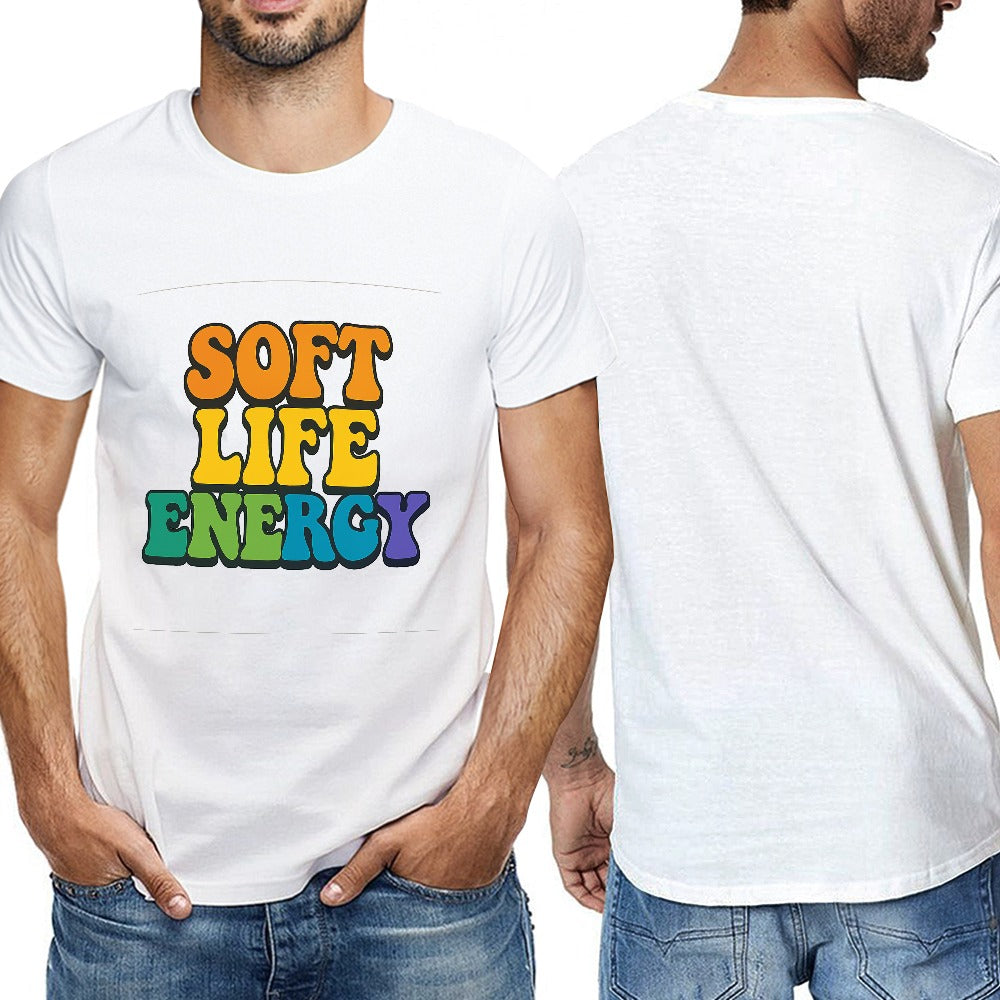 men's breathable cotton short sleeve t-shirt with stylish double-sided pattern casual fit fitness travel leisure for men boys gift