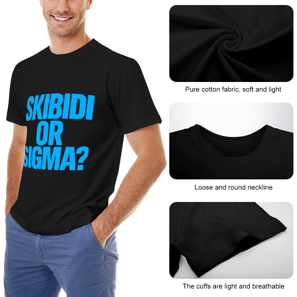 men's t-shirt 100% cotton skibidi or sigma? casual graphic tee for everyday wear, comfortable fit, bold statement print, ideal for gym, lounging or out with friends
